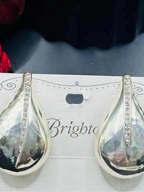 Brighton Nile Large Post Earrings in Silver-Tone with Crystal Accents